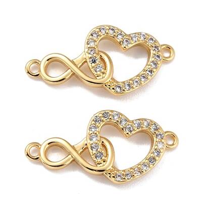 Brass Micro Pave Clear Cubic Zirconia Links Connectors