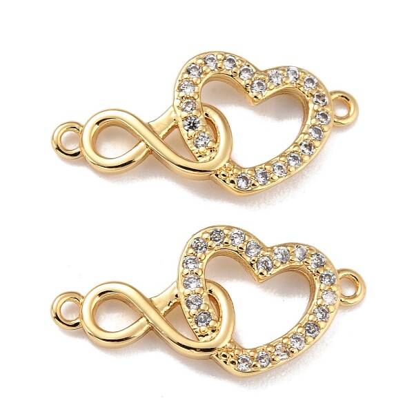 Brass Micro Pave Clear Cubic Zirconia Links Connectors