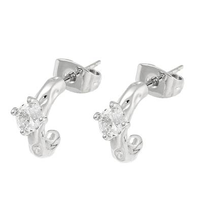 Brass Micro Pave Clear Cubic Zirconia Stud Earrings