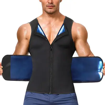 1-2 Pack Menswear Waist Trainer Vest with Zipper Workout Tank Top Shirt Gym Activewear Sauna Suits Sports Sweat Body Shaper L...