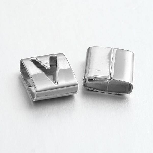 Tarnish Resistant Letter Style 201 Stainless Steel Square Slide Charms