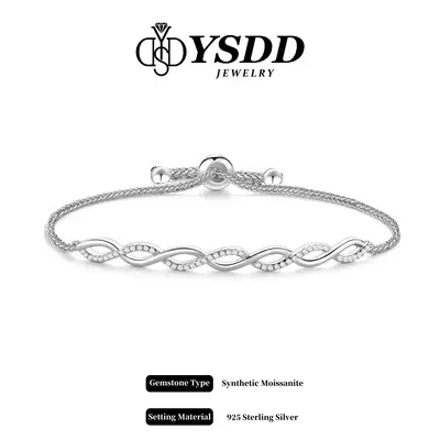 ć#326 Today's MUST-HAVEćTimeless Infinity Synthetic Moissanite Bangle Slider Bracelet in 925 Sterling Silver