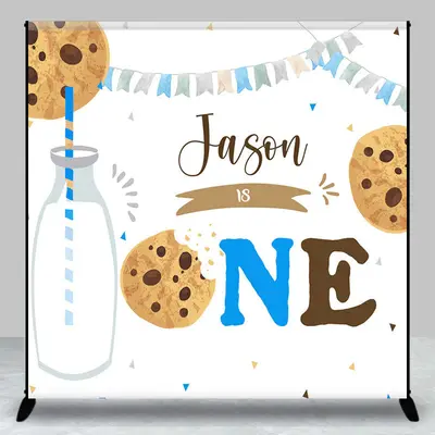 Custom Biscuit Milk Flags Backdrop For 1st Birthday - Aperturee