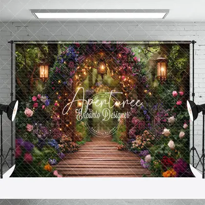 Aperturee Light Spring Colorful Floral Garden Wedding Backdrop, 3X2FT(1MX0.6M), 14 USD, wedding backdrops, ENHD2J33-M