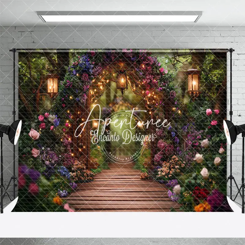 Aperturee Light Spring Colorful Floral Garden Wedding Backdrop, 3X2FT(1MX0.6M), 14 USD, wedding backdrops, ENHD2J33-M
