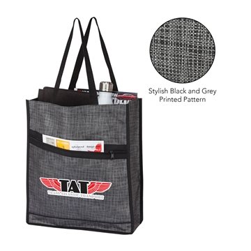 150 Promotional Impress Printed Tote Bag - Zippered Pocket