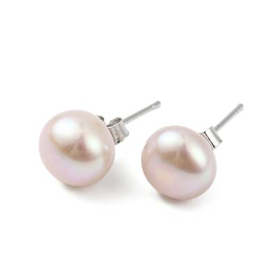 Natural Pearl Round Bead Stud Earrings
