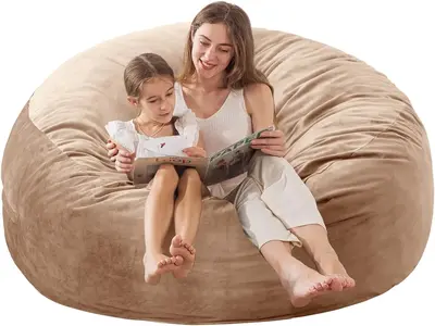 4FT Memory Foam Bean Bag Chair for Adults & Kids Ultra Soft Dutch Velvet with Filler Included Cozy Living Room Essential Came...