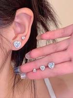 Fashion Heart Shaped Rhinestone Decorated Stud Earrings for Women, Fashion Copper Jewelry for Party, Daily Clothing Decor, Tr...