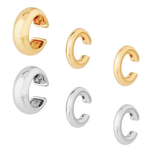 6Pcs 4 Style Alloy Plain Cuff Earrings Set