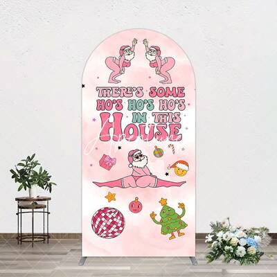 Aperturee Enchanting Pink Santa Claus Christmas Arch Backdrop, 1.6X4FT(0.5X1.2M), 38.18 USD, arch backdrop kit, GZHF183A-A