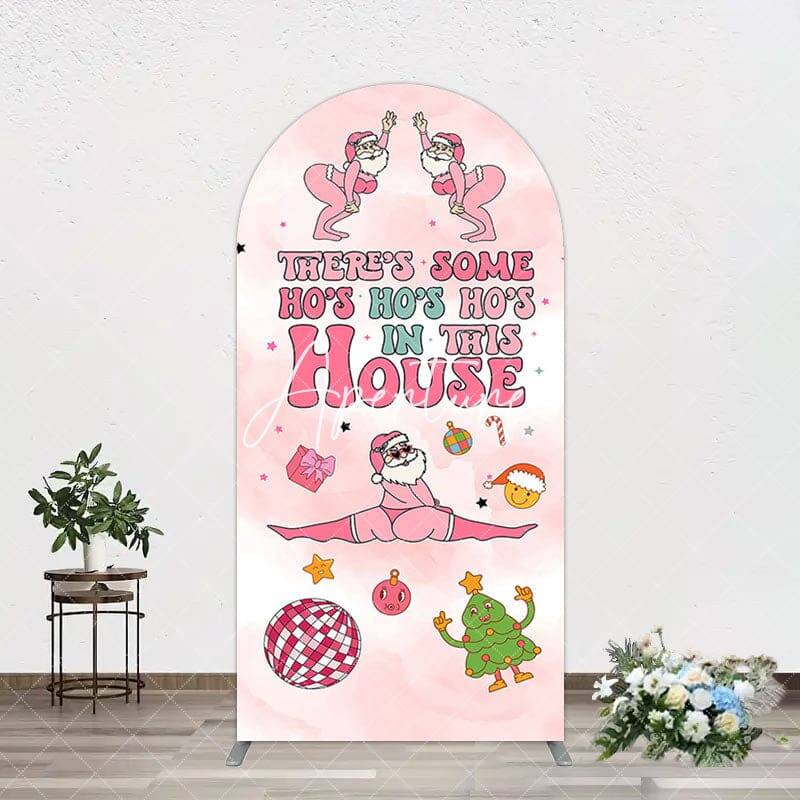 Aperturee Enchanting Pink Santa Claus Christmas Arch Backdrop, 1.6X4FT(0.5X1.2M), 38.18 USD, arch backdrop kit, GZHF183A-A
