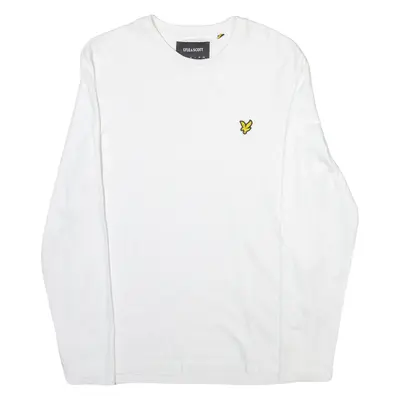 LYLE & SCOTT Mens T-Shirt White Long Sleeve Crew Neck M