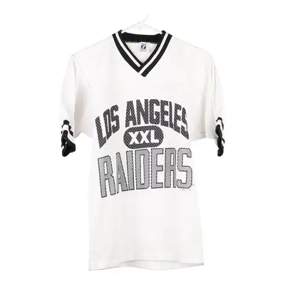 Age 10 Made in USA Los Angeles Raiders  Logo 7 NFL Jersey - Small White Polyester