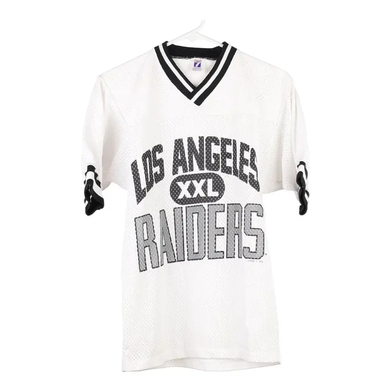 Age 10 Made in USA Los Angeles Raiders  Logo 7 NFL Jersey - Small White Polyester