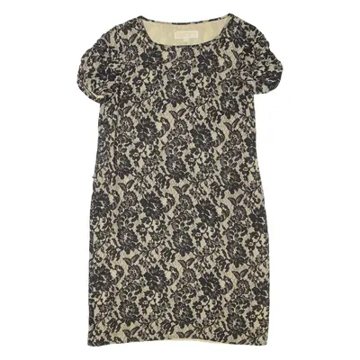 MICHAEL KORS Womens Shift Dress Black Silk Floral Short Sleeve Short L