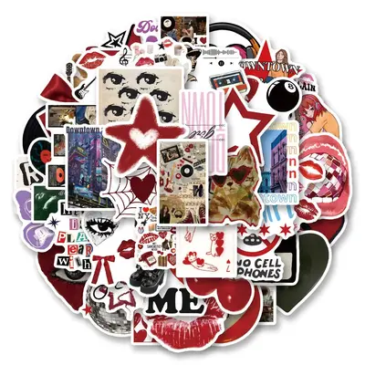 Y2K Teenager Pattern Sticker, 50pcs/set Waterproof Self Adhesive Decor Paper, Decor Sticker for Gift Greeting Card Water Bott...