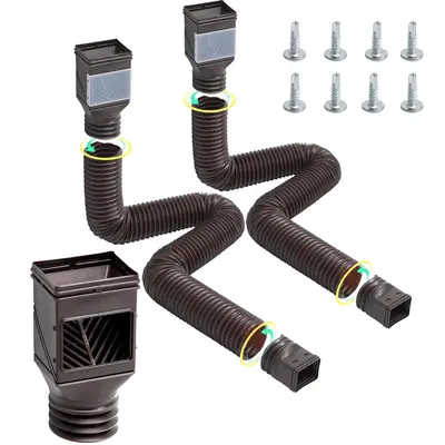 VEVOR Rain Gutter Downspout Extensions, 2-Pack Flexible Downspout Extender, Down Spout Drain Extension Extendable from 22\