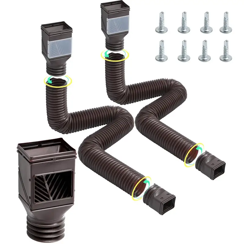 VEVOR Rain Gutter Downspout Extensions, 2-Pack Flexible Downspout Extender, Down Spout Drain Extension Extendable from 22\