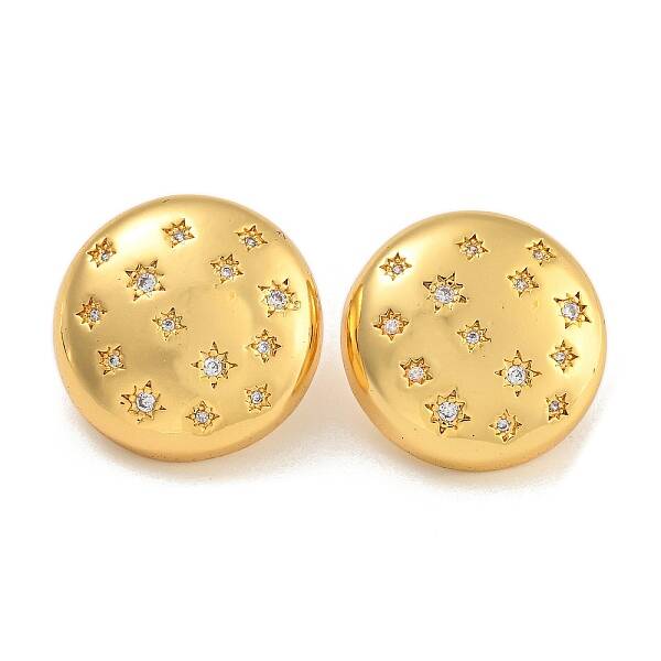 Brass Micro Pave Clear Cubic Zirconia Stud Earrings
