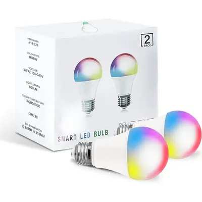 Smart LED Light Bulb, Dimmable Color Changing A19 E26 Base, Bluetooth-compatible WiFi Enabled, APP Control, 9w 800 Lumens, Pa...