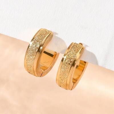 Sand Flash 304 Stainless Steel Hoop Earrings for Women