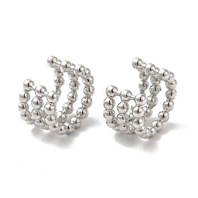 Rack Plating Brass Triple Lines Cuff Earrings