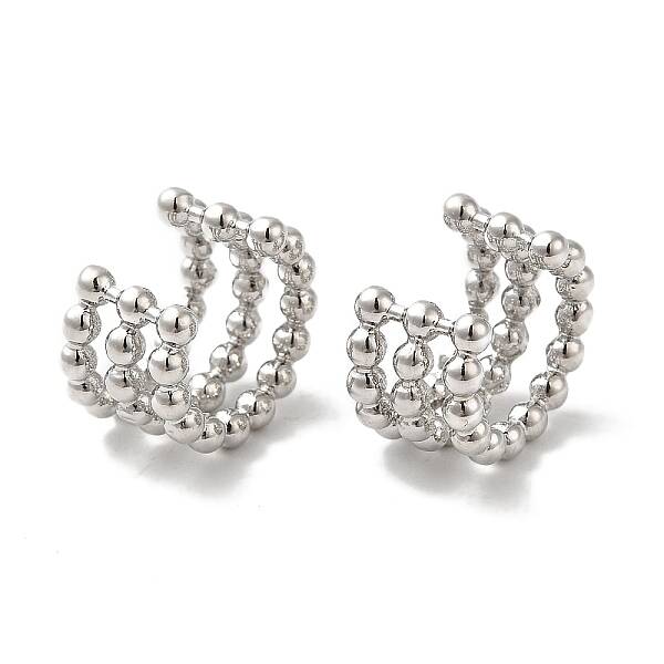 Rack Plating Brass Triple Lines Cuff Earrings