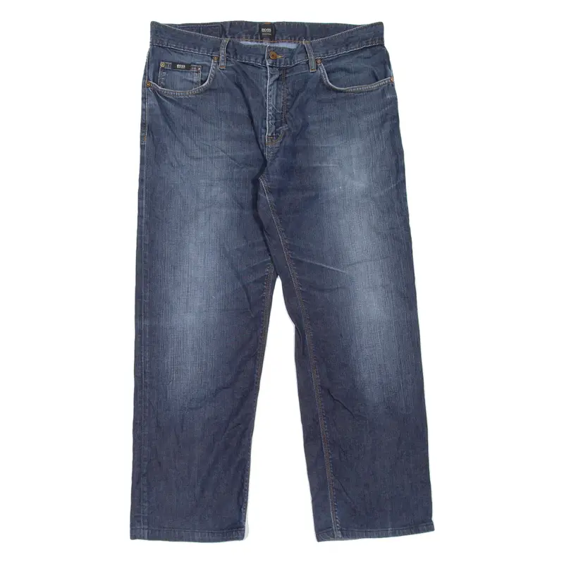 BOSS HUGO BOSS Maine Mens Jeans Blue Regular Straight Stone Wash W34 L28