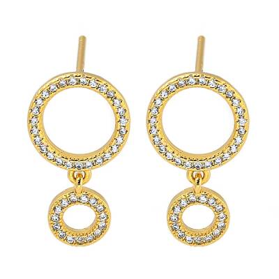 Rack Plating Ring Brass Micro Pave Cubic Zirconia Stud Earrings