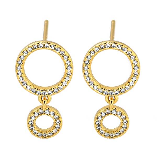Rack Plating Ring Brass Micro Pave Cubic Zirconia Stud Earrings