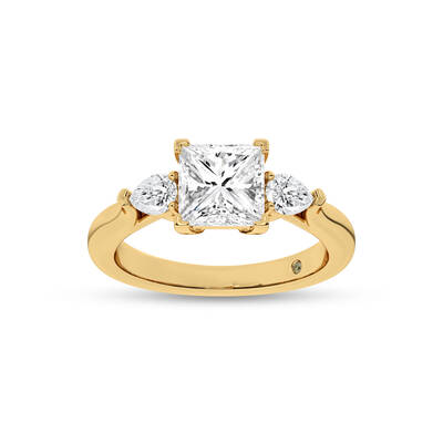 Bruges Three Stone Princess Cut Lab Grown Diamond Engagement Ring | 10K Yellow Gold 2 1/2 CT. TW.