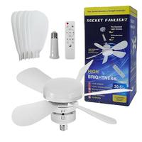Ceiling Fan with Lights, with Remote Control, 20.5 Inch in Socket with Extension Cord, Support E27 Screw Base, 3-speed and Co...