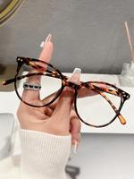 Tortoiseshell Pattern Eyeglasses, Cute Anti-blue Light Eyeglasses for Women & Girls, Fashion Eyeglasses for Work, Daily Cloth...