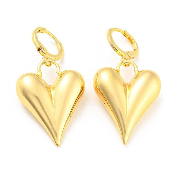 Rack Plating Brass Heart Dangle Leverback Earrings
