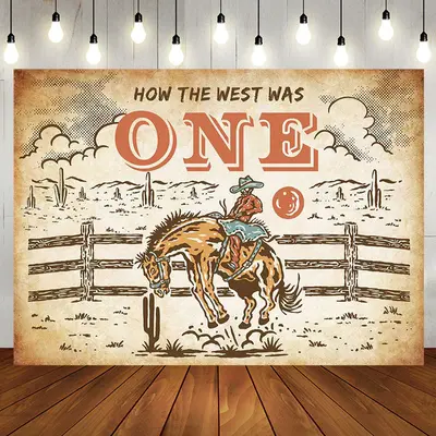 How The West Was One Cowboy Horse Birthday Backdrop - Aperturee