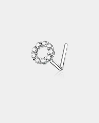 CZ Circle L-Shaped Nose Stud
