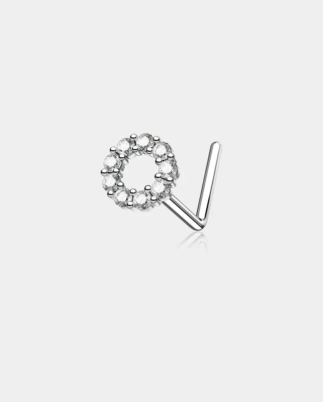 CZ Circle L-Shaped Nose Stud