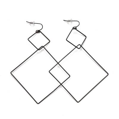 Ion Plating(IP) Rhombus 304 Stainless Steel Dangle Earrings for Women