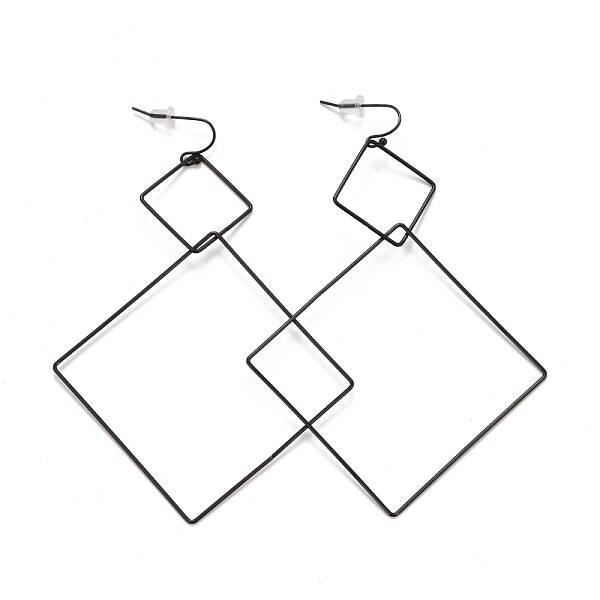 Ion Plating(IP) Rhombus 304 Stainless Steel Dangle Earrings for Women