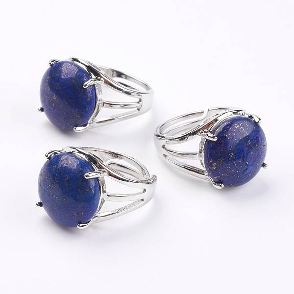 Adjustable Natural Lapis Lazuli Finger Rings