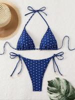 Women's Polka Dot Print Bikini Set, Casual Fashion Chic Swimsuit Set for Beach Holiday Vacation, Ladies Swimwear for All Seas...