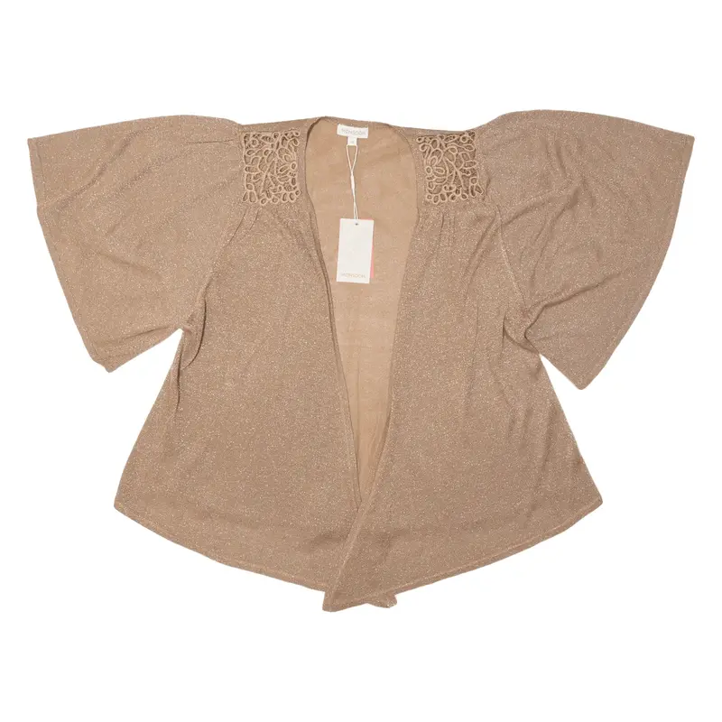MONSOON Cardigan Brown Tight Knit Short Sleeve Womens M