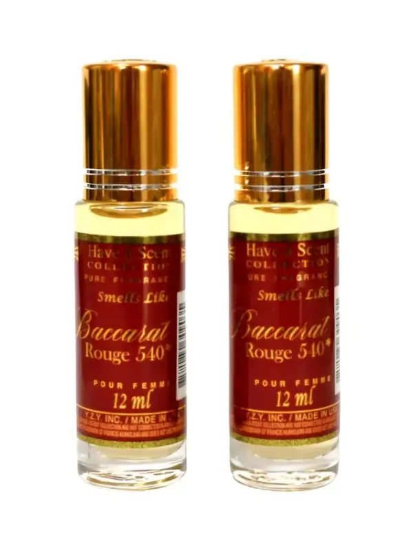 Baccarat Rouge 540 12ml (pack of 2) Oil-based fragrance rollerball - Travel Friendly Bottle Fragrance Patchouli Vanilla Berga...