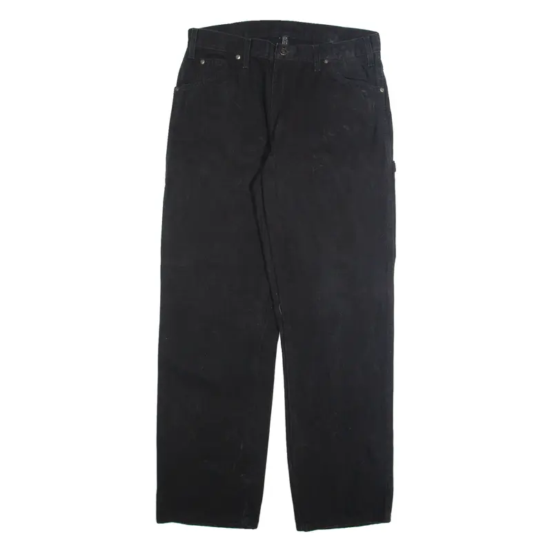 DICKIES Carpenter Cargo Mens Trousers Black Regular Straight W34 L32