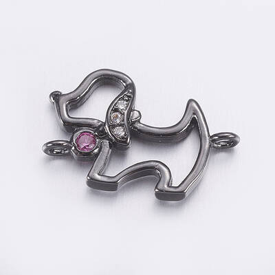 Brass Micro Pave Cubic Zirconia Puppy Links connectors
