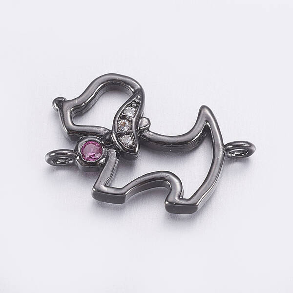 Brass Micro Pave Cubic Zirconia Puppy Links connectors