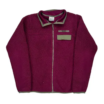 Columbia Fleece Jacket - Large Burgundy Polyester