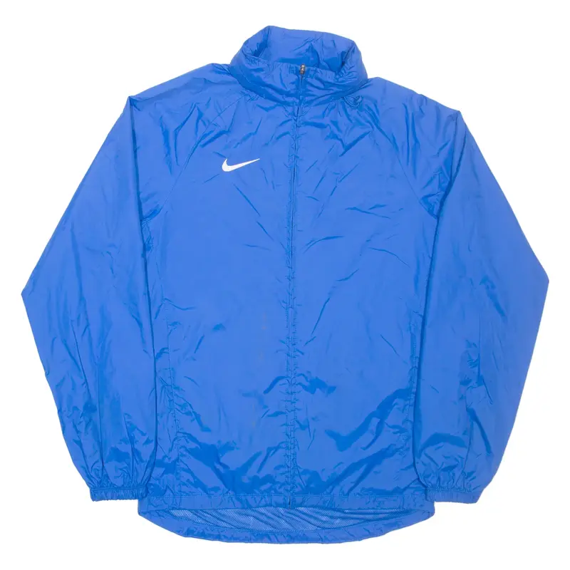 NIKE Mens Rain Jacket Blue Nylon Hooded S