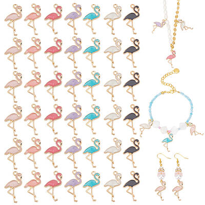 42Pcs 7 Colors Alloy Enamel Pendants